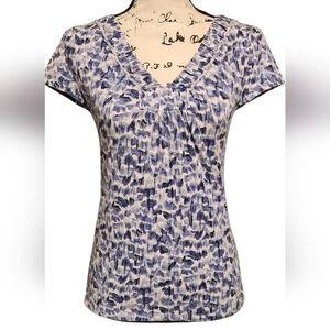 LOFT Blue & White V-Neck Top